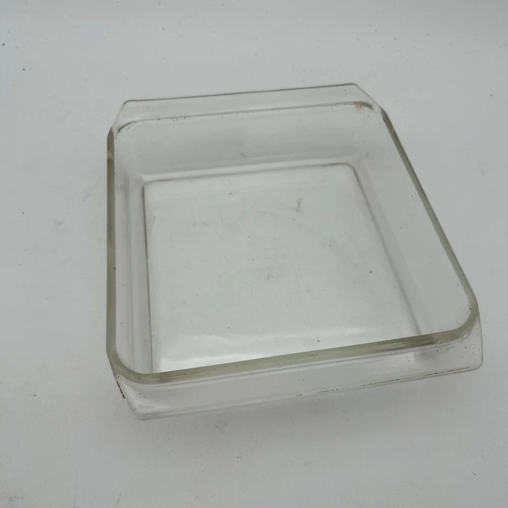 VTG Pyrex # 222 Clear Borosilicate Glass Text Block Logo 8x8x2